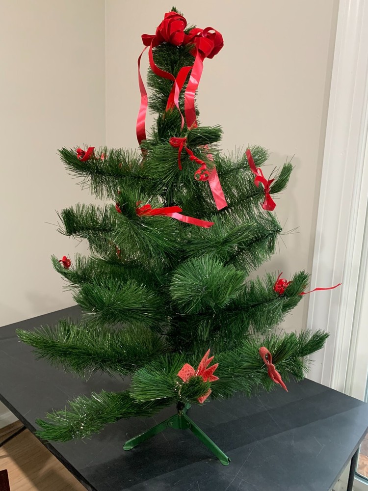 Artificial Fir 36" Christmas Tree w/ Base Comes with Bows