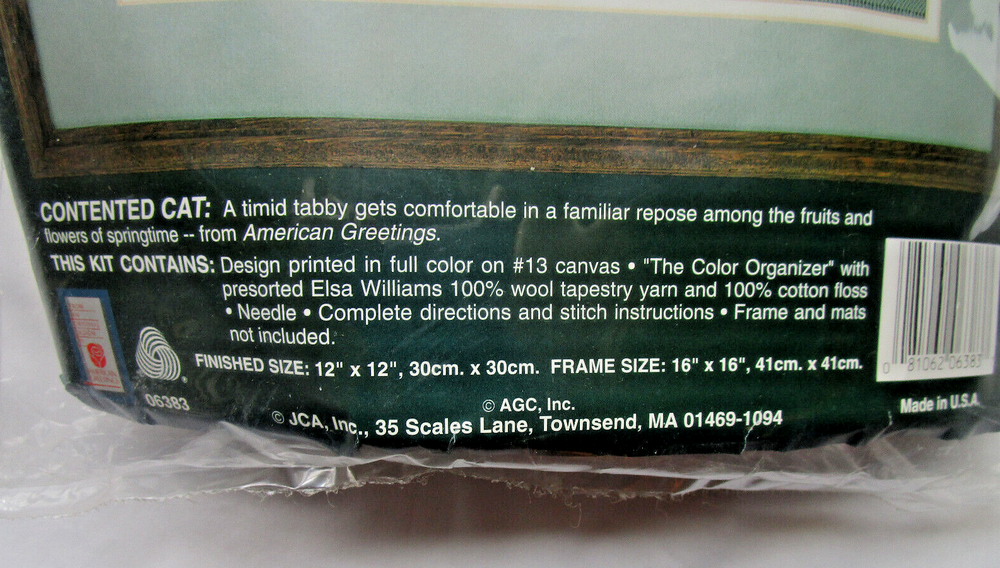 Elsa Williams "Contented Cat" Needlepoint Kit