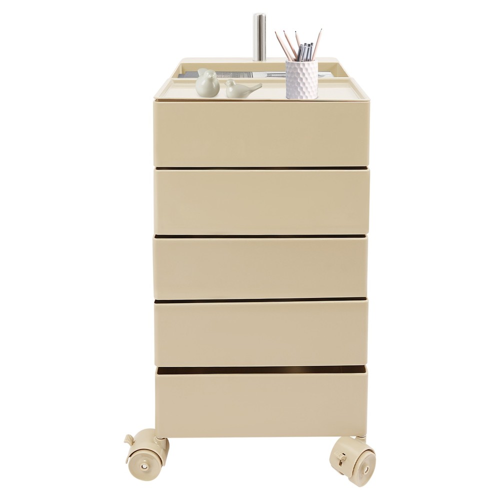 Khaki Rotating Storage Rack 360° Rotating Sofa Side Cabinet Metal ABS