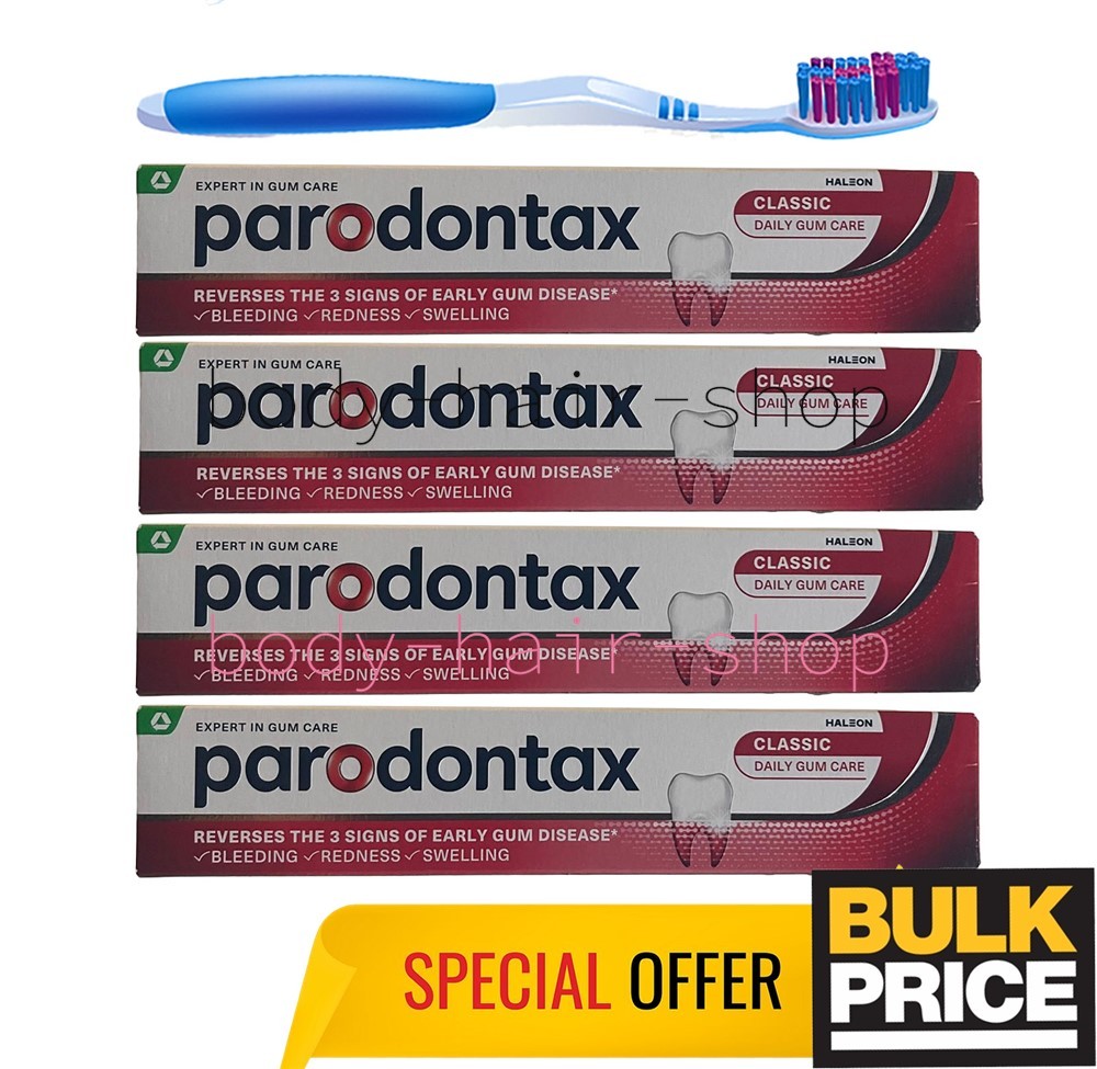 Parodontax Classic Toothpaste Stop Bleeding Gums Fluoride Free Bulk 75ml 4-Pack