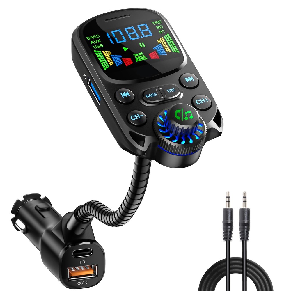 Bluetooth 5.3 FM Transmitter for Car Bluetooth Car Adapter PD30W & USB Port F...