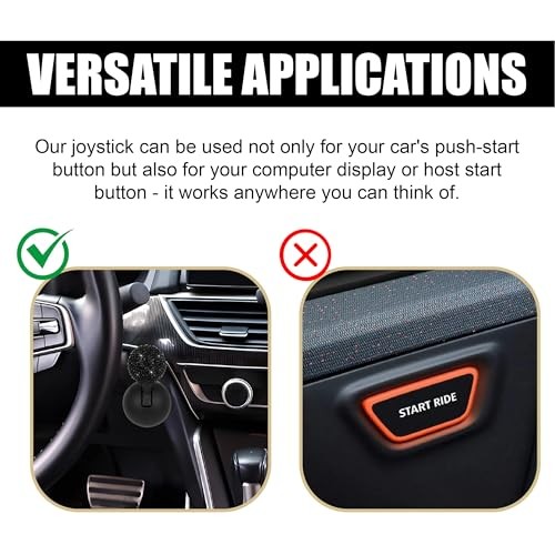 Bling Car Push Starter Button Cover, Rhinestone Auto Engine Joystick Black
