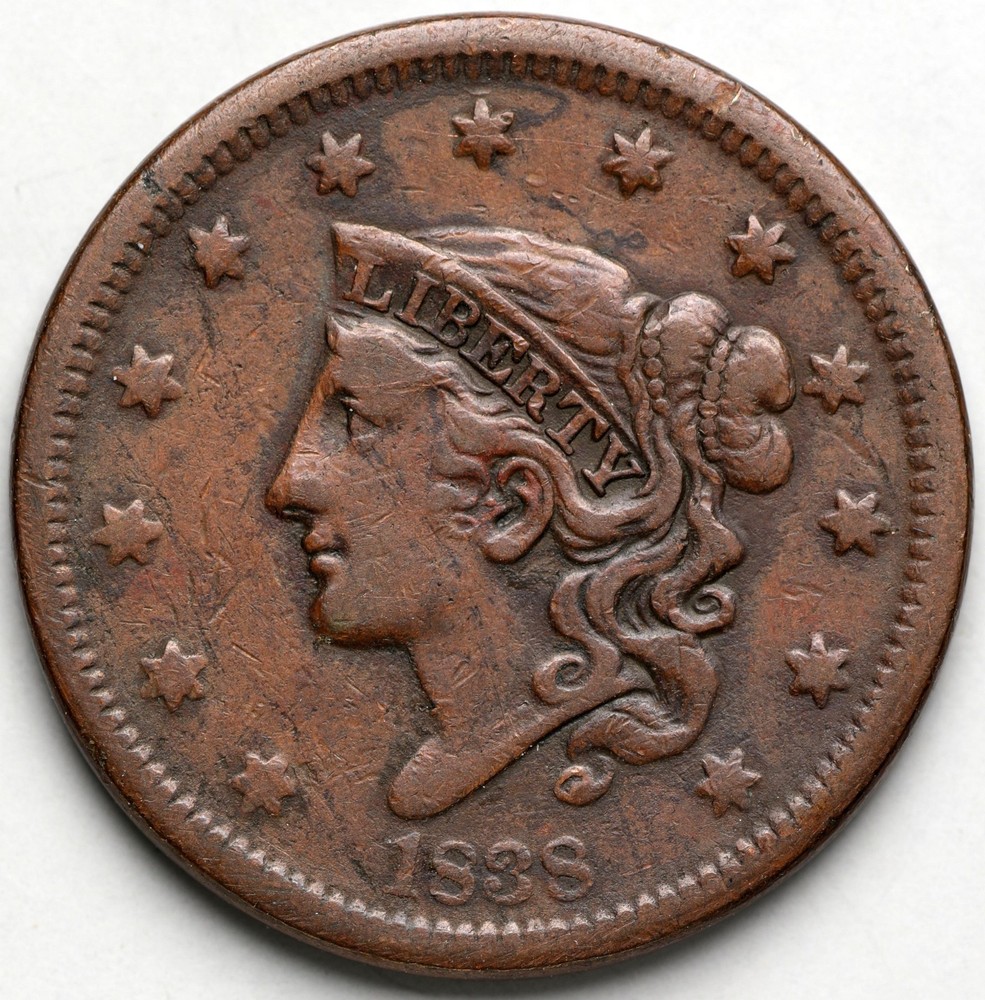 1838 Coronet Head Large Cent, N-2