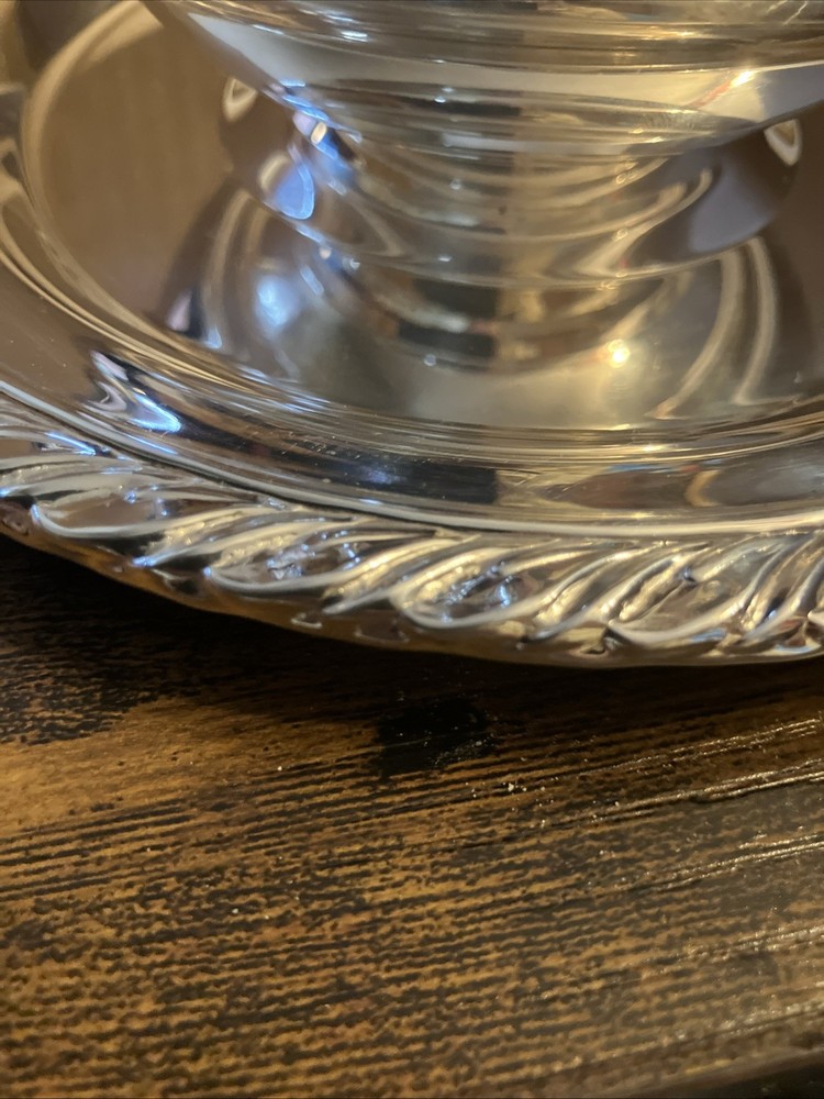 Oneida Silver Plate Dip Bowl w/Attached Tray 5" Bowl, 7.5” Tray USA