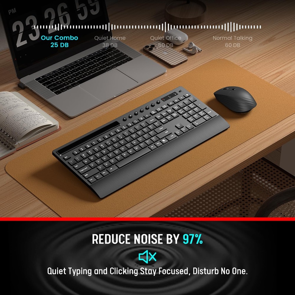 Trueque Wireless Keyboard and Mouse Combo - Full-Size Quiet Keyboard with Pal...
