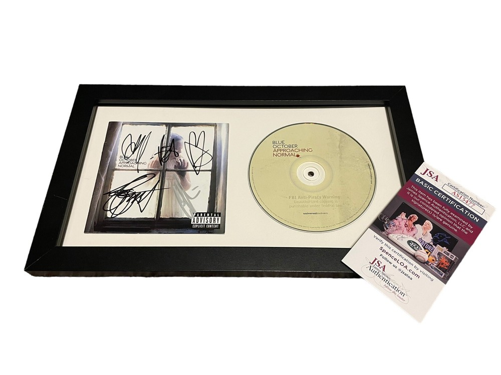 BLUE OCTOBER SIGNED AUTOGRAPH APPROACHING NORMAL FRAMED & MATTED CD JSA CERT COA