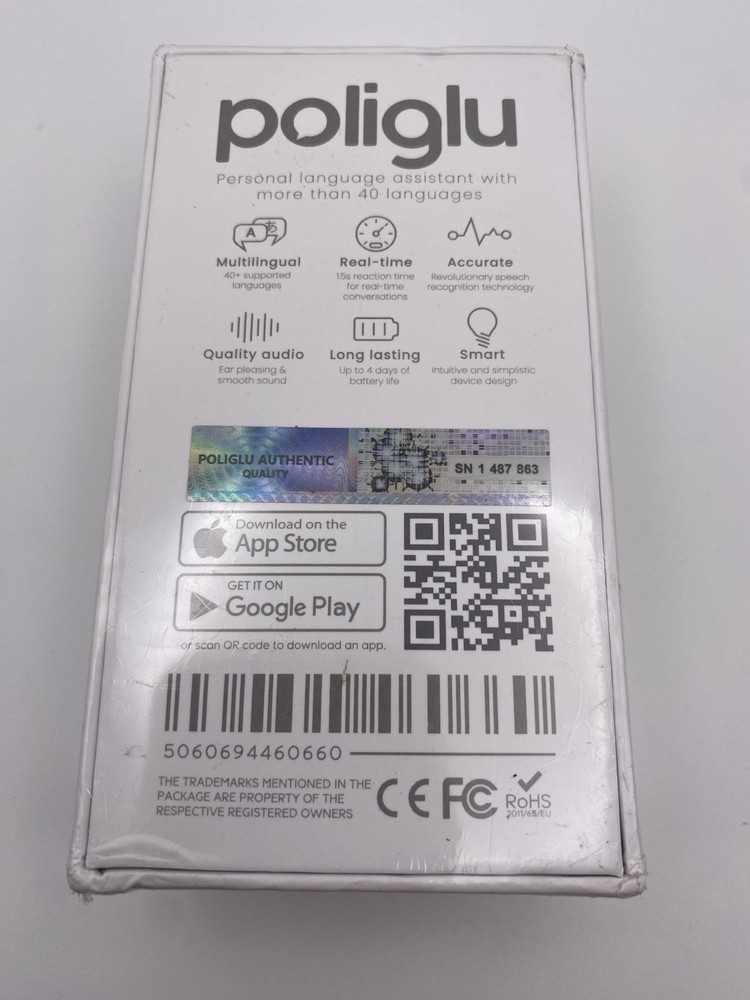 Poliglu Personal Language Assistant Pocket Translator 40 Languages Sealed