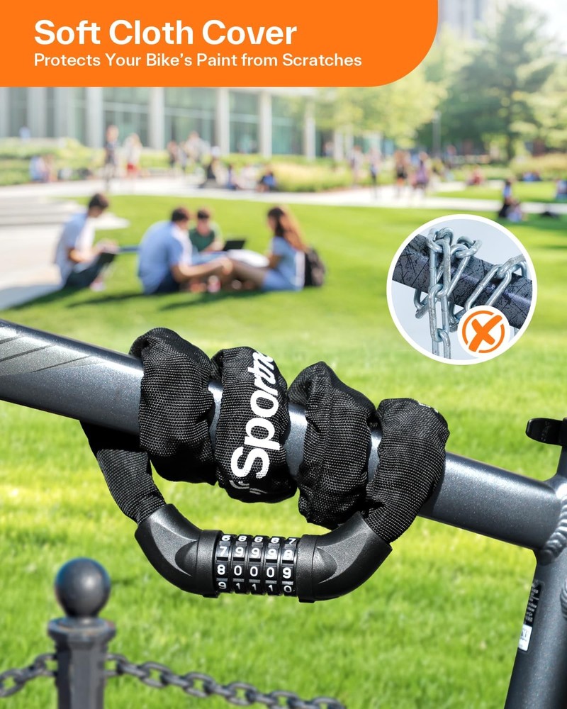 Heavy Duty Bike Lock - 5 Digit Combination Keyless Chain Security System