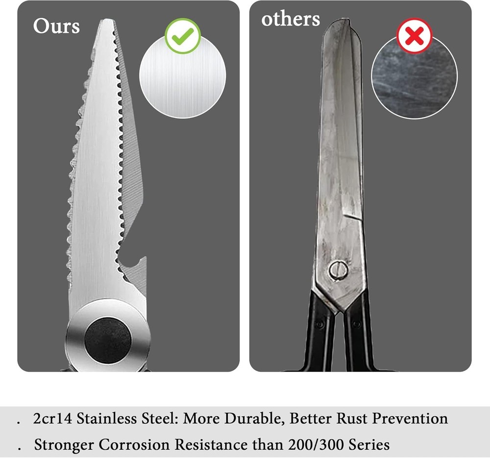 Versatile Multi-Function Kitchen Shears - Stainless Steel & Safety Cover