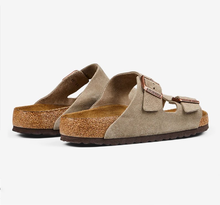 Birkenstock Arizona Taupe Soft Footbed Suede Leather Unisex Sandals