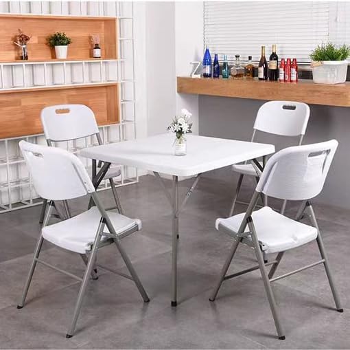 34" Square Folding Table, Plastic Commercial Folding Card Table with Collapsi...