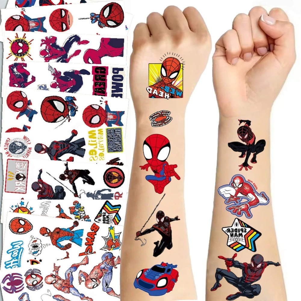 10 Sheets Spider Temporary Tattoos, Removable Cute Cartoon spider