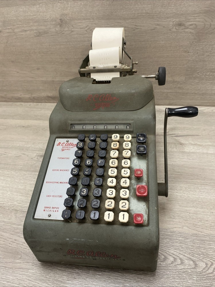 Vintage 1940s RC Allen Figuring Machine Adding Subtracting