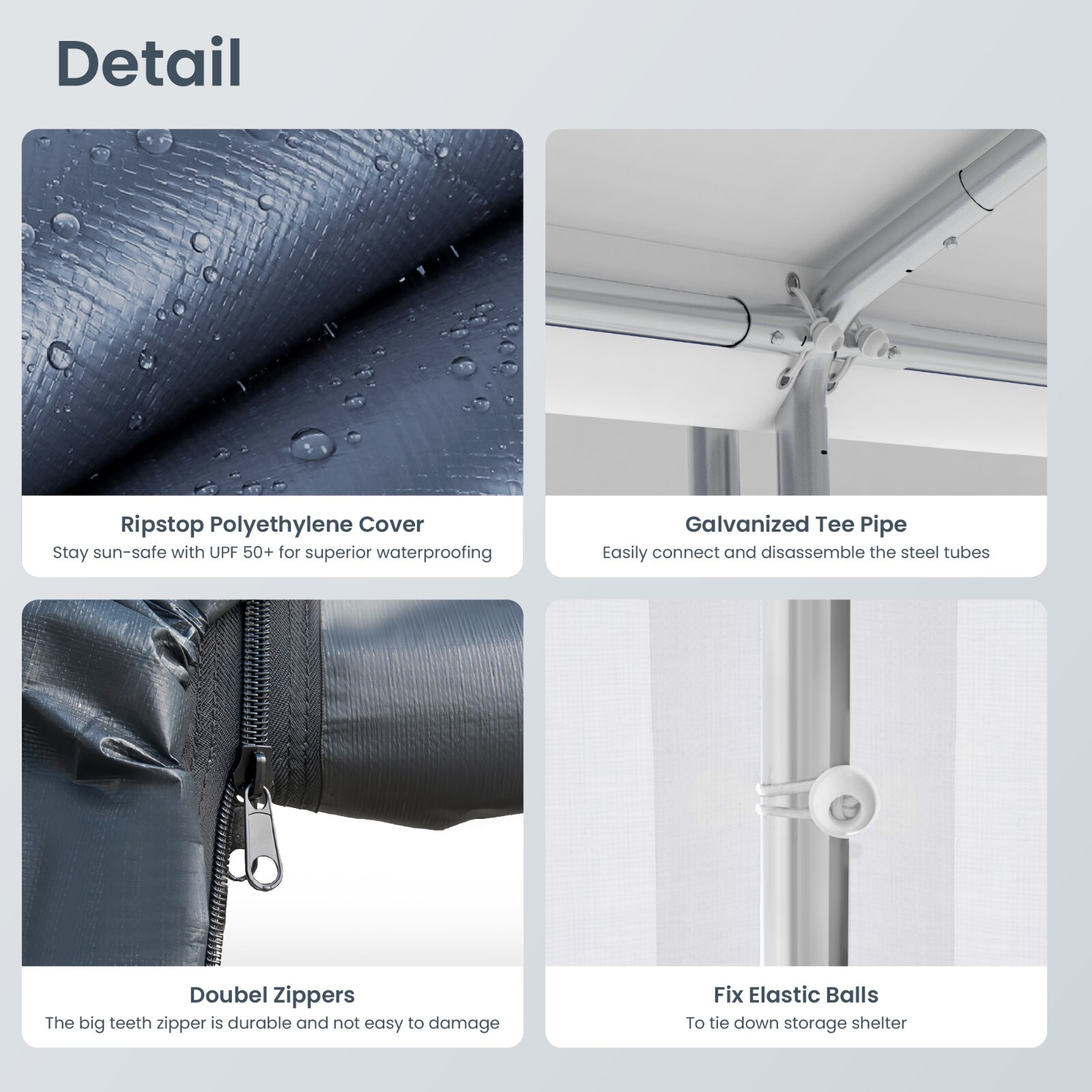 8x12' Outdoor Storage Shelter Shed Portable Canopy Carport Garage with 2 Doors