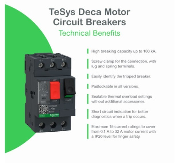 Schneider Electric GV2ME07 Manual Motor Circuit Breaker 3P 1.6 to 2.5A USA STOCK