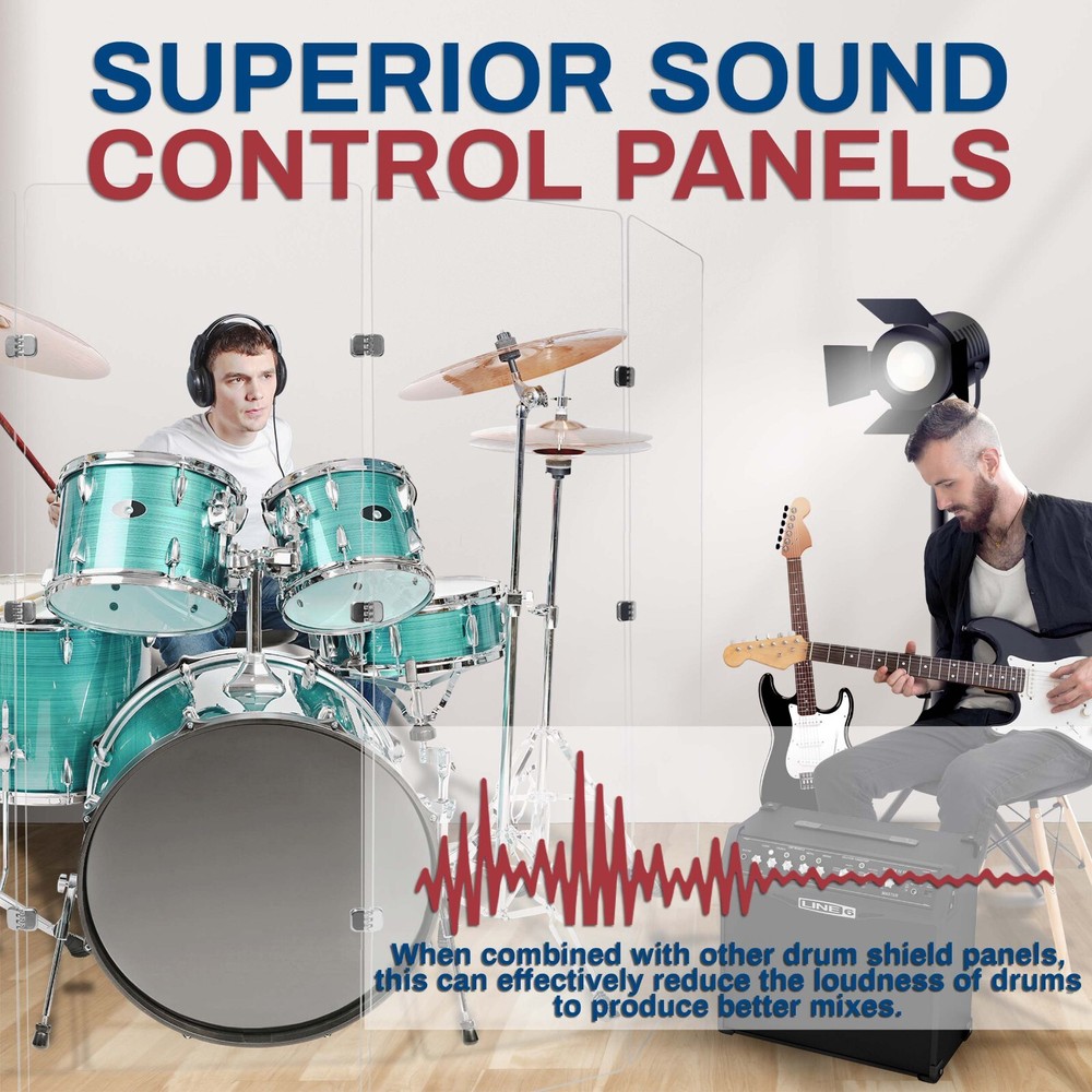 Acrylic Drum Panel one Single Panel 2' X 6' 1/4 inch Acrylic with Chrome Hinges