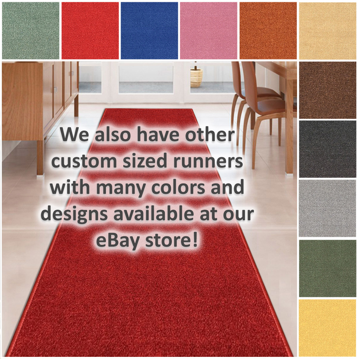 Custom Size SOLID ARMY GREEN Stair Hallway Runner Rug Non Slip Rubber Back