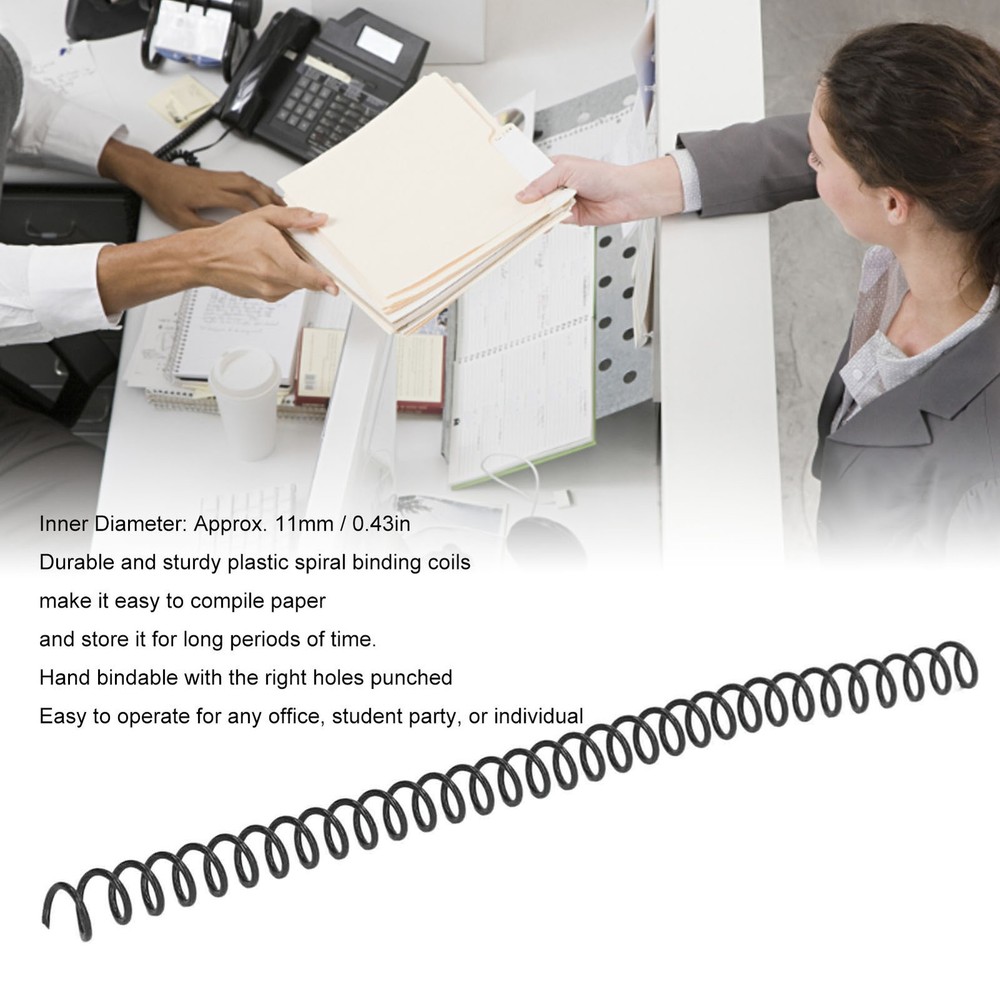 (Black)20Pcs Spiral Binding Coils 30 Sheet Capacity ABS Plastic Spiral Binding❀