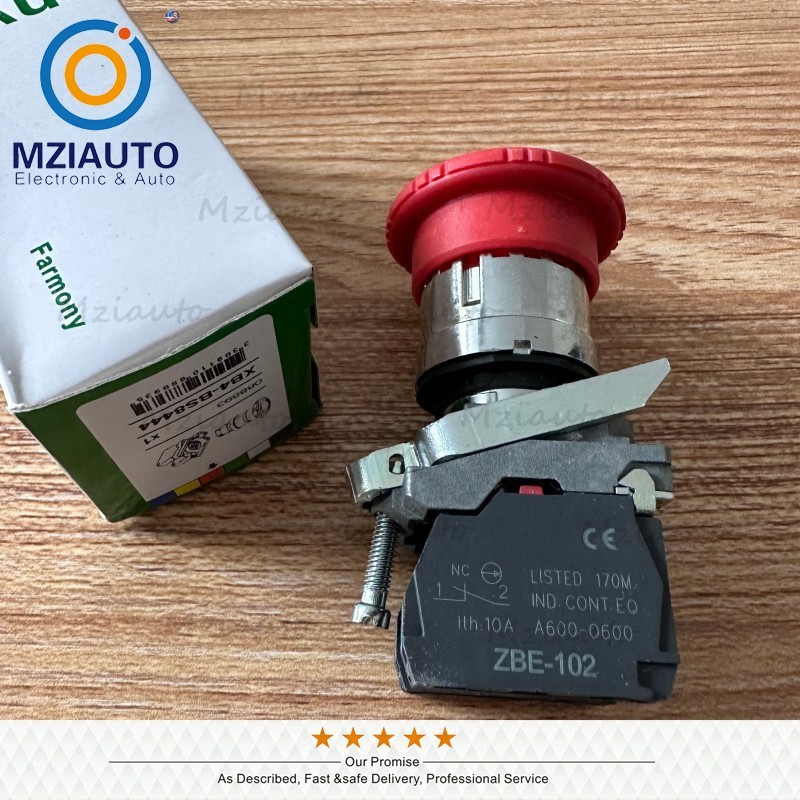 Emergency Stop Button Switch For Schneider XB4BS8444 Ø22 Mushroom Head Ø40 2 NC