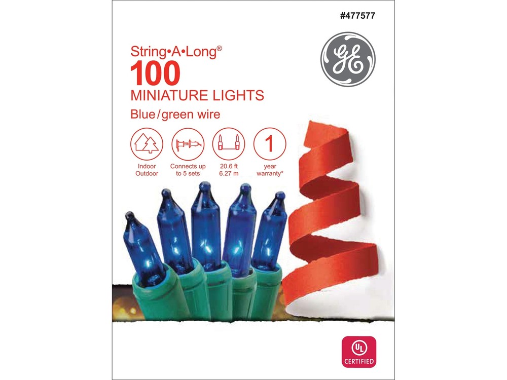 NEW! (4 sets) GE String A Long 100 ct Mini Blue Lights - FREE SHIP!