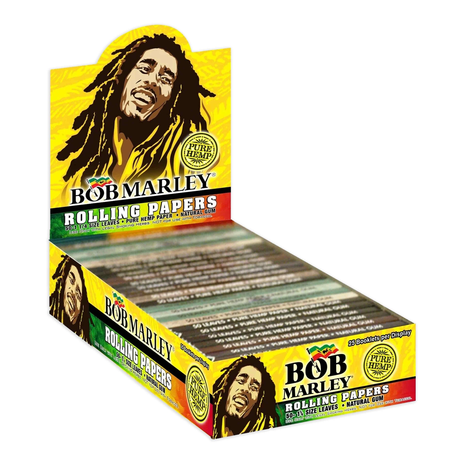 Bob Marley Rolling Papers 1 1/4 Pure Hemp Cigarette Papers (Full Display!)