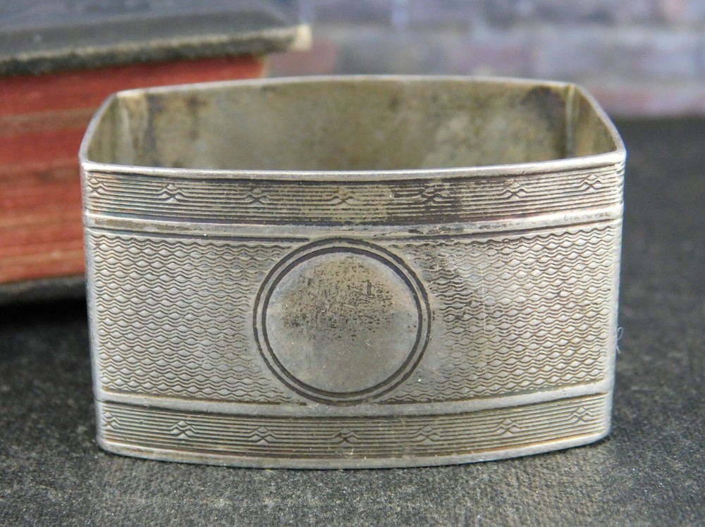 Antique Signed J.S. British 925 Sterling Silver Patterned Napkin Ring