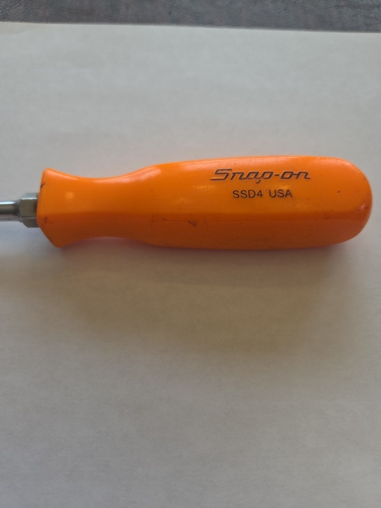 Vintage Snap On Tools SSD4 Orange Hard Handle Flat Blade Screwdriver