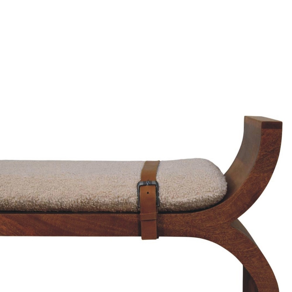 Stirrup Curve Bench with Boucle Seat