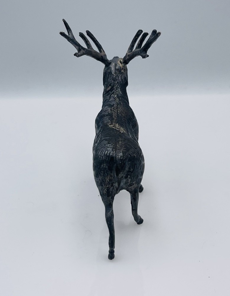 Vintage Solid Sterling Silver Figural Elk Figurine Toothpick Holder
