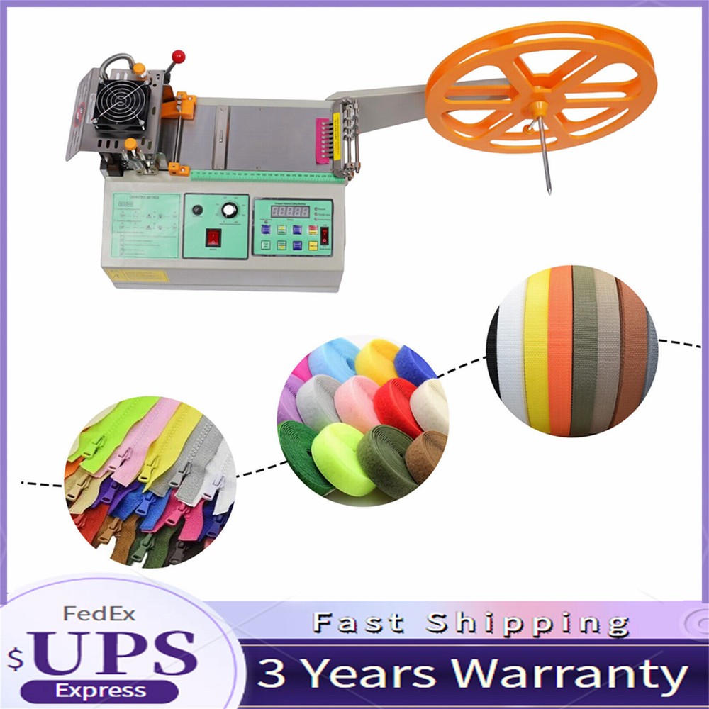 Webbing Cutting Machine Automatic Hot + Cold Tape Cutter for Elastic Band 280W