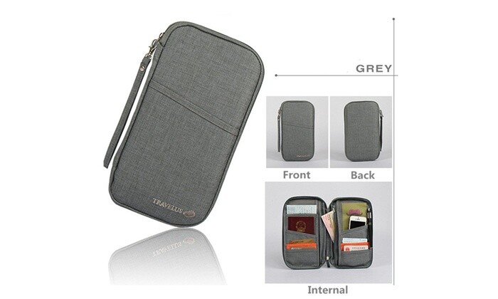 Family Travel Wallet RFID Document Organizer with Hand Strap