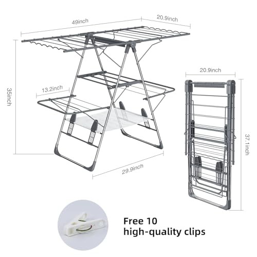 Clothes Drying Rack Foldable 2-Level Laundry Racks for Drying Clothes