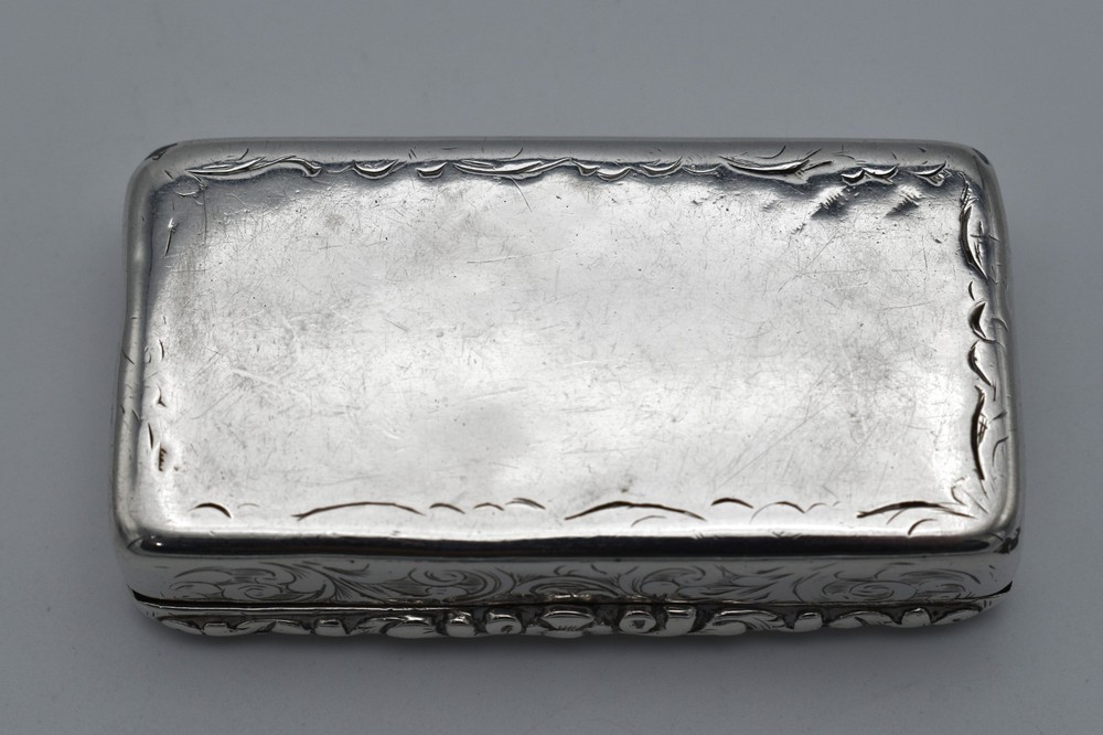 Antique Victorian Solid Silver Snuff Box 1845 Edward Smith