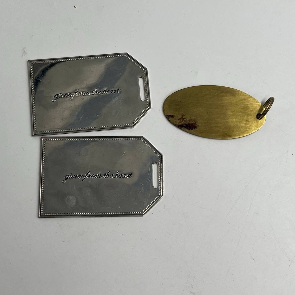 Neiman Marcus Metal Gift Tags Luggage Tags Set Silver & Brass