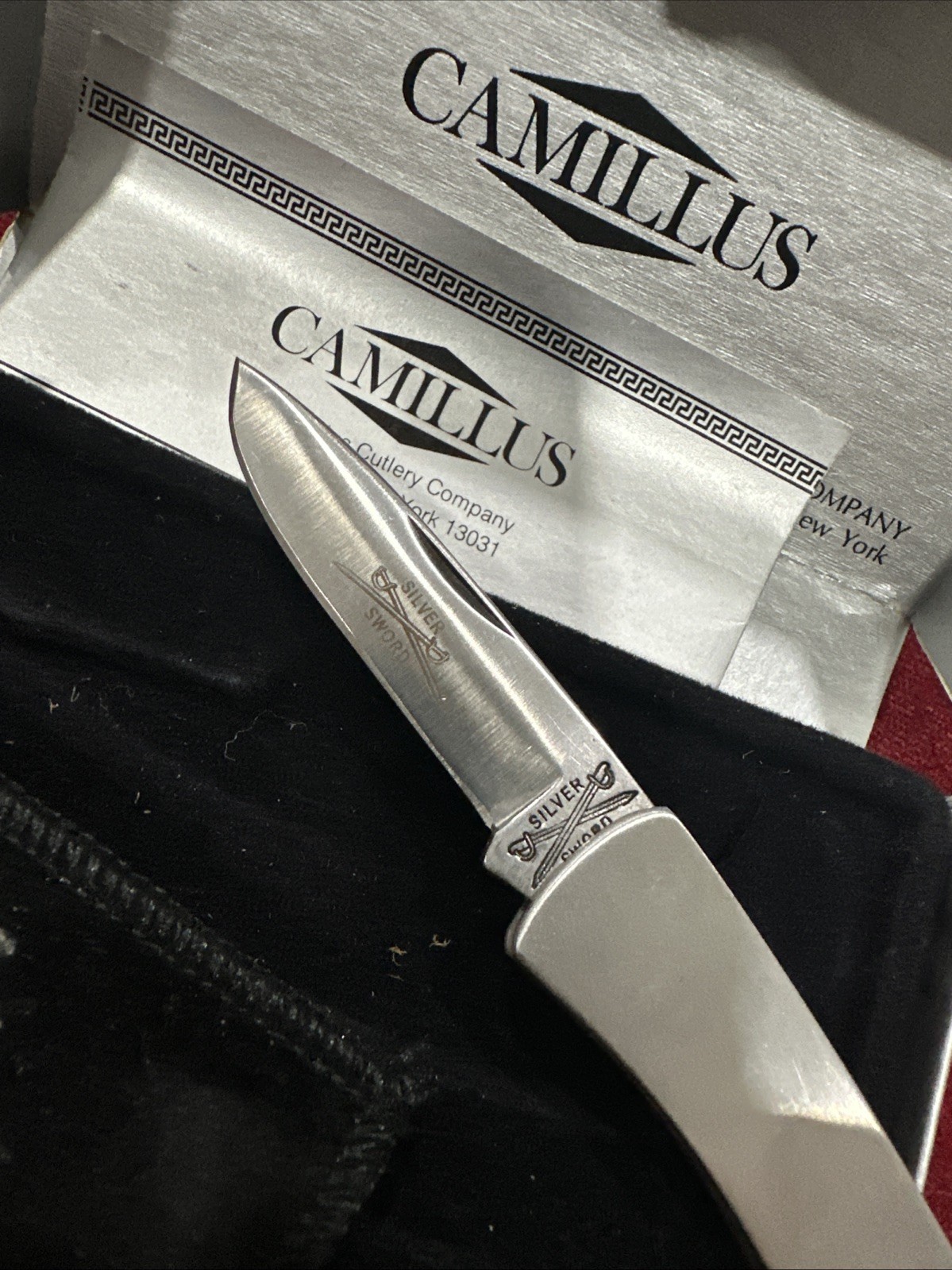 Camillus 864 Silver Sword Knife & Pouch 3-1/8" w/ Orig. Box!