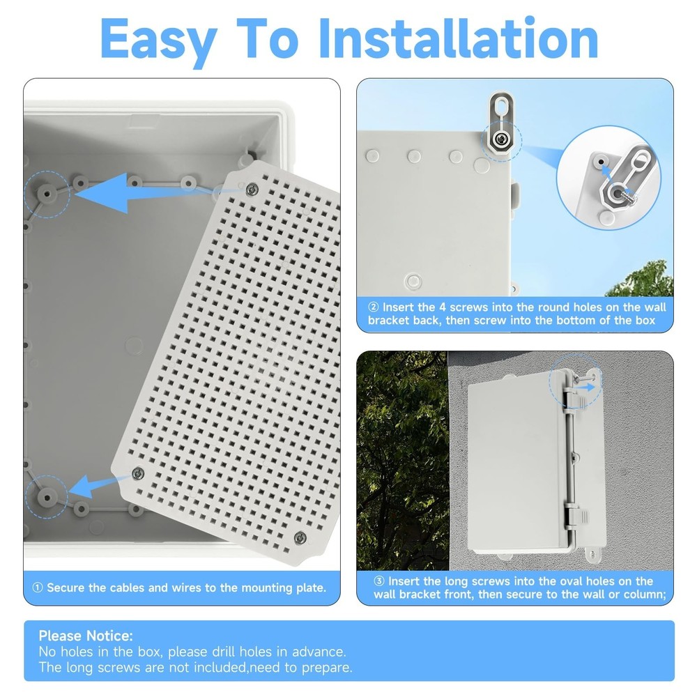 Waterproof Electrical Junction Box Outdoor, IP65 Thicken ABS Plastic Project ...
