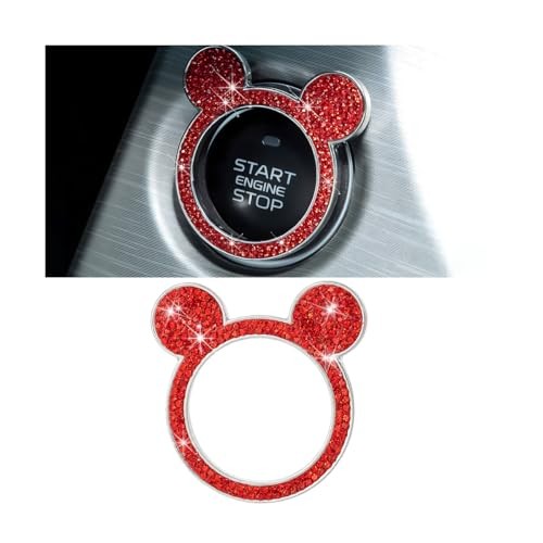 Bling Car Engine Start Button Ring Decal, Diamond Crystal Rhinestone Red