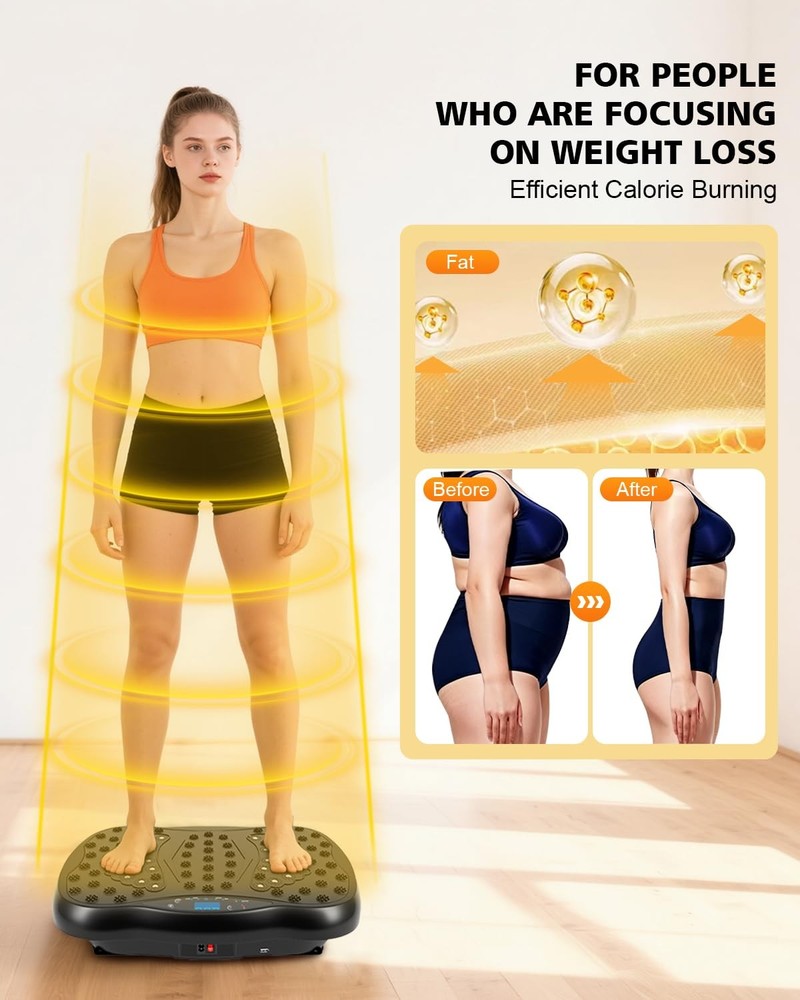 Vibration Plate Exercise Machine, 10 Auto Modes/200-Levels Vibrating Plate fo...
