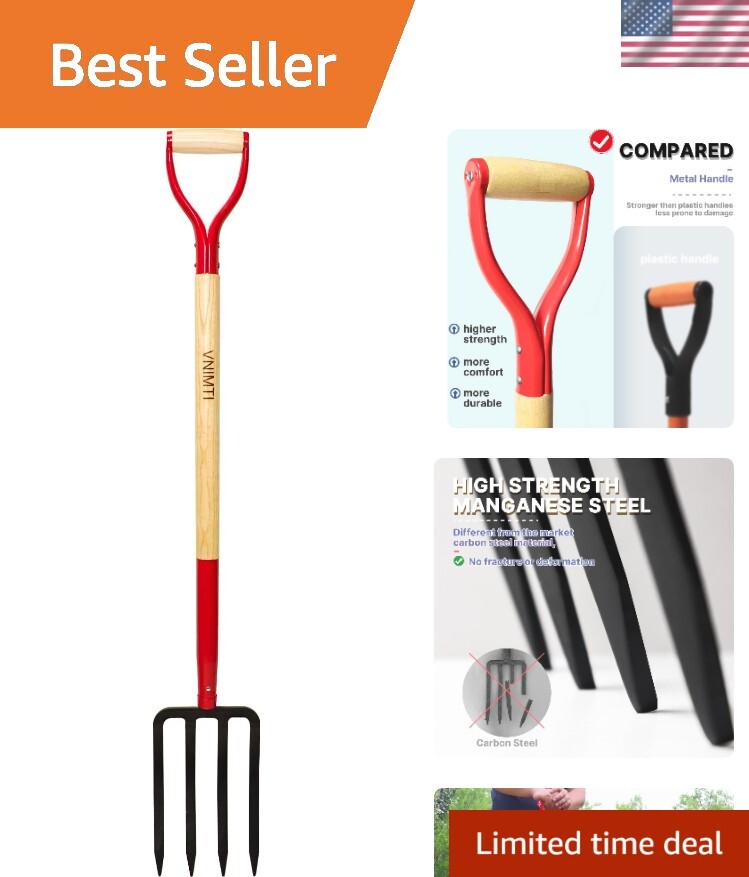 45-Inch Multi-Functional Steel Spading Fork – Perfect for Any Garden Task