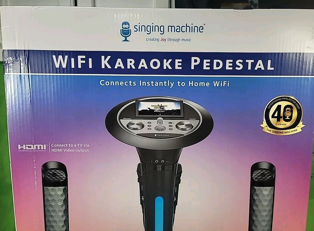 Premium Wi-Fi Karaoke System 7'' Touchscreen Singing Machine - Two Mics Complete