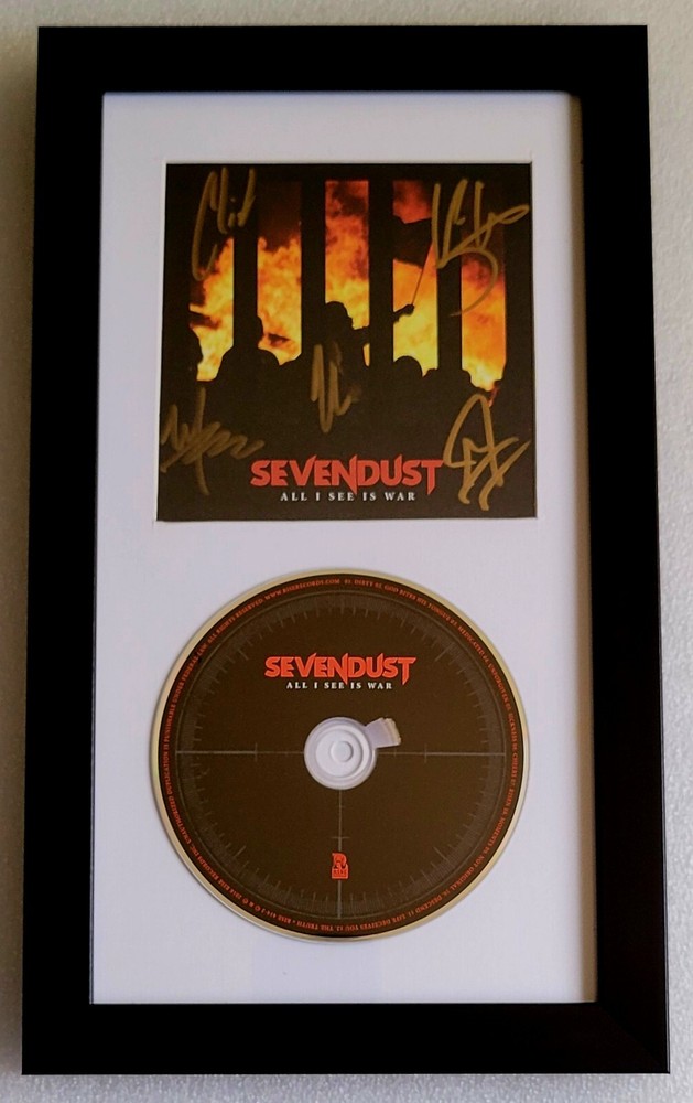 SEVENDUST SIGNED CD DISPLAY BECKETT LOA BAS COA AUTOGRAPHED FULL LETTER LEJON