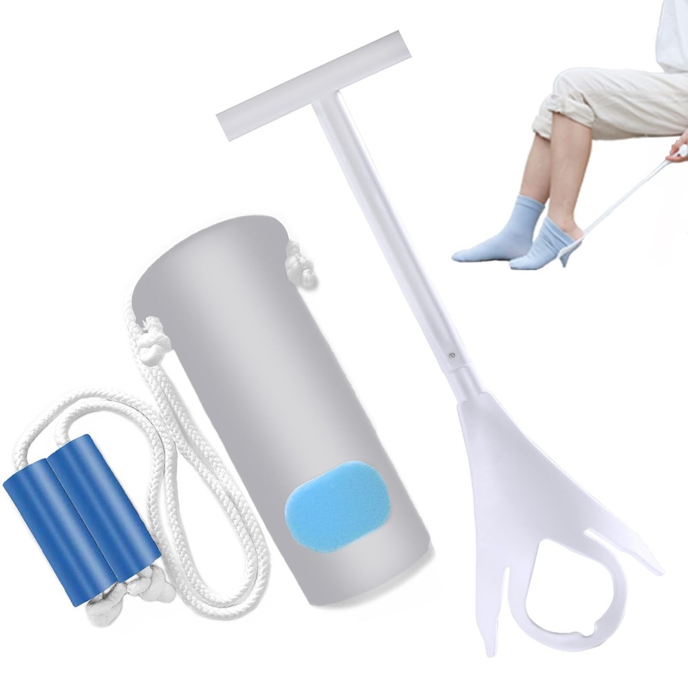 Sock Aid Kit, Puller Easy On and Off, 2 Piece Grey