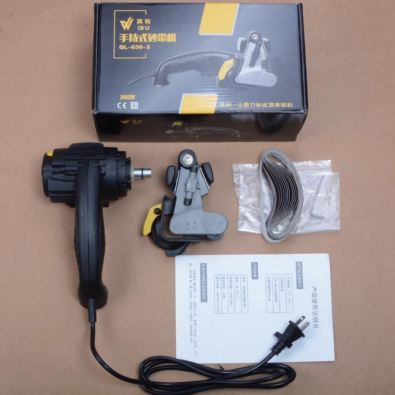 220V Hand Held Electric Knife Sharpener Speed/Angle Adjustable with 8 Belts