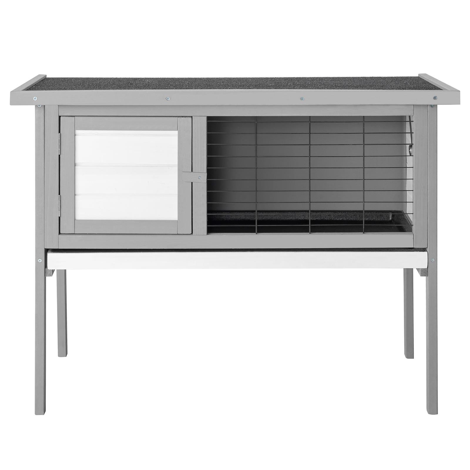 36" Elevated Indoor Outdoor Wooden Rabbit Hutch With Open Roof Small Pet House