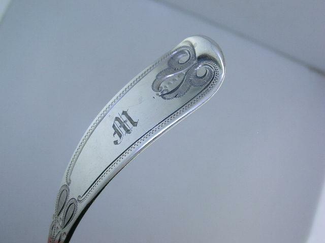 Coin Silver PETER L KRIDER pierced Serving Ladle / Sifter ~ engraved work c1800s