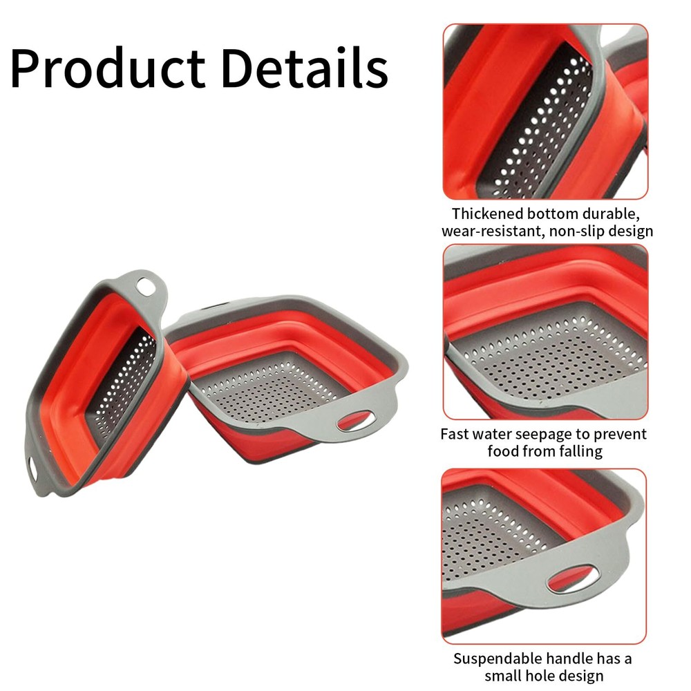 2PCS Collapsible Colander Collapsible Strainers for Kitchen 11.5 inch Silicon...