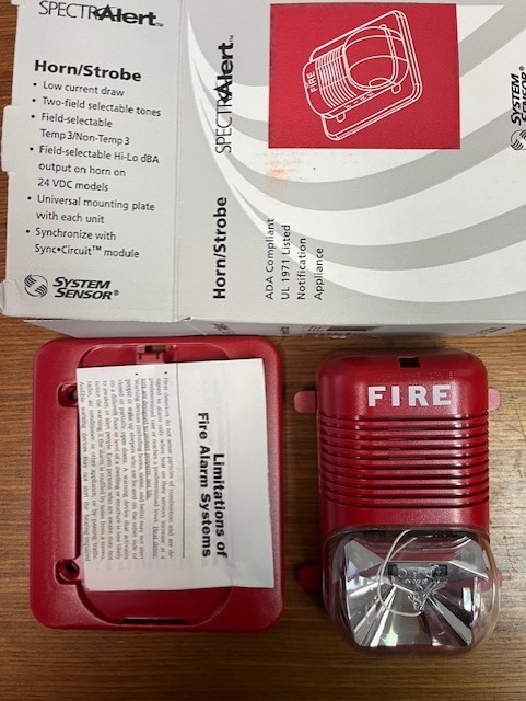 System Sensor P2415 Horn/Strobe combo, red wall mount; New