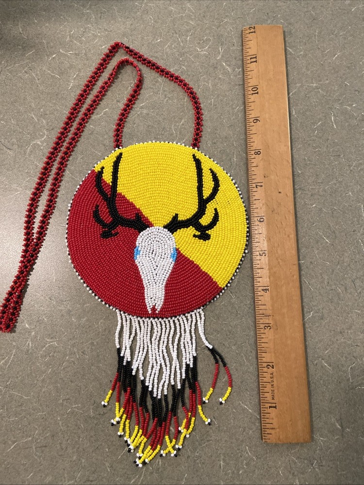 Beaded Deer Skull Medallion