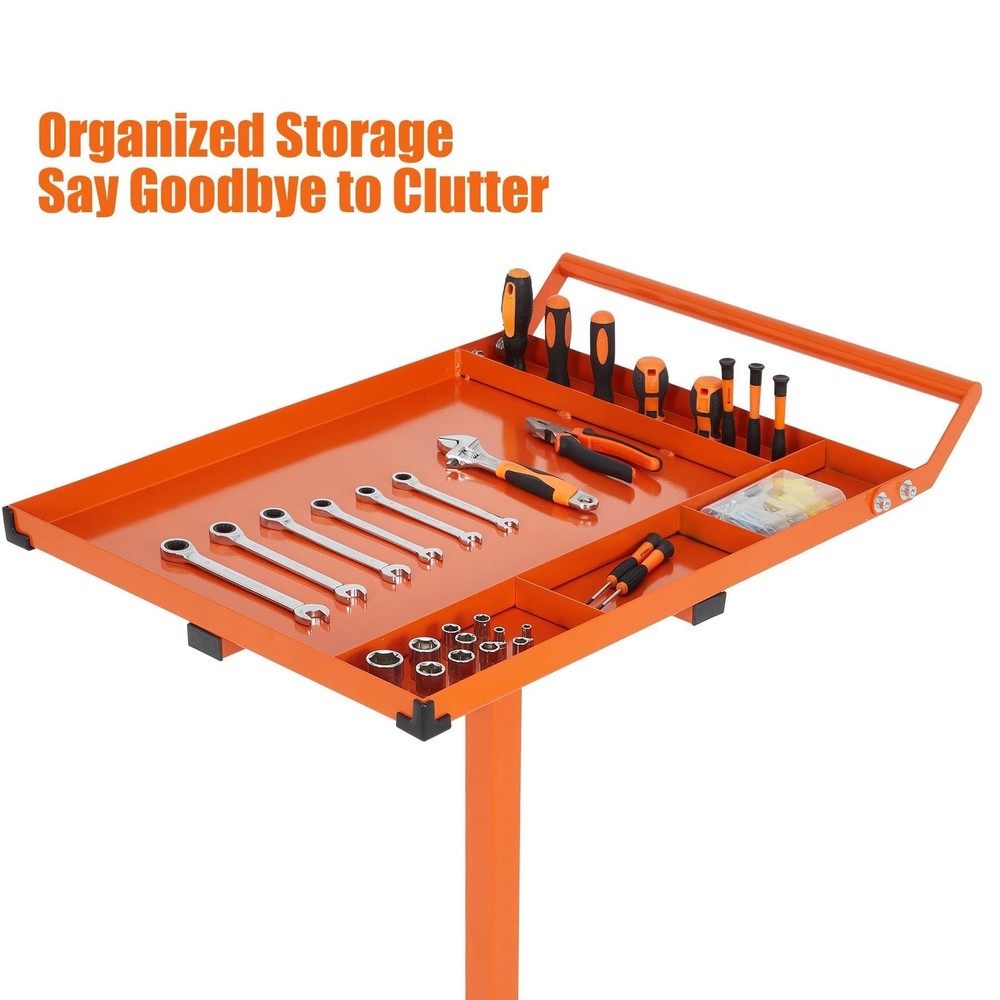 Mobile Work Table 300Lbs Mobile Rolling Tool Table with Wheels Adjustable Height