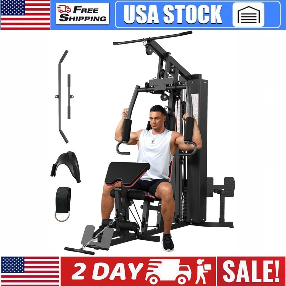150 Lbs Home Gym Machine Multifunctional Workout Equipment with Weight Stack